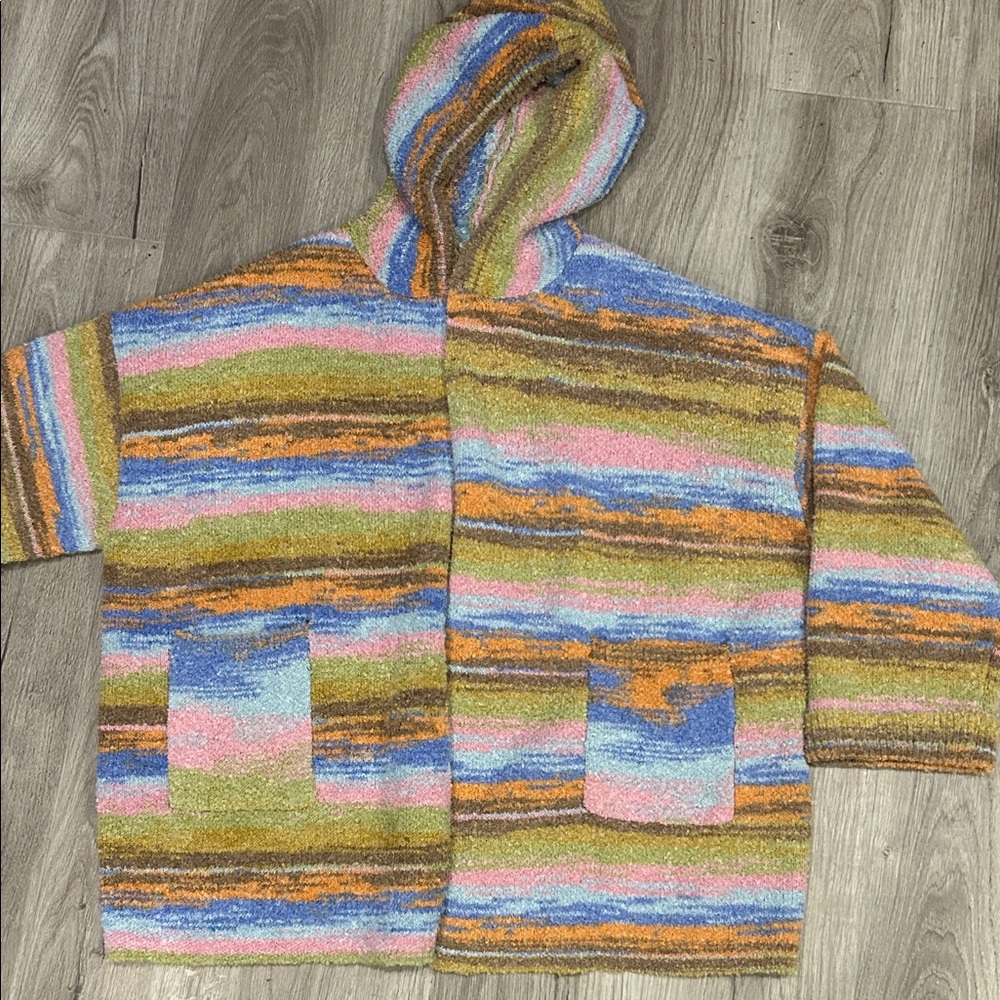 Easel Multicolor Textured Knit Sweater Pastel Cardigan Large - Picture 2 of 4